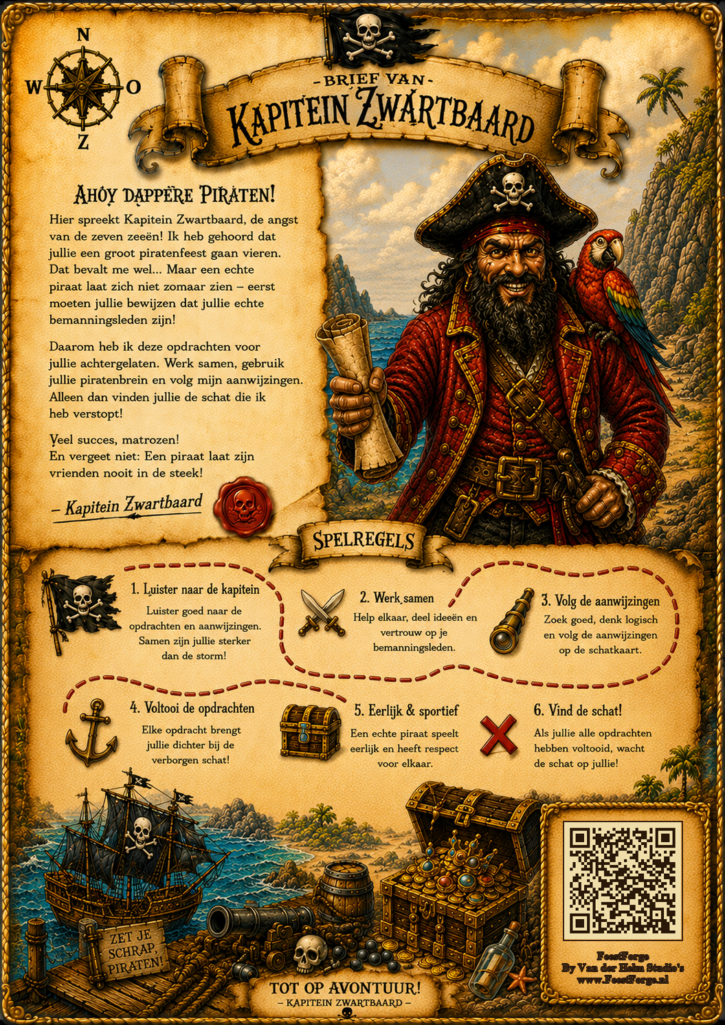 Spelregelkaart — piraten voorbeeld