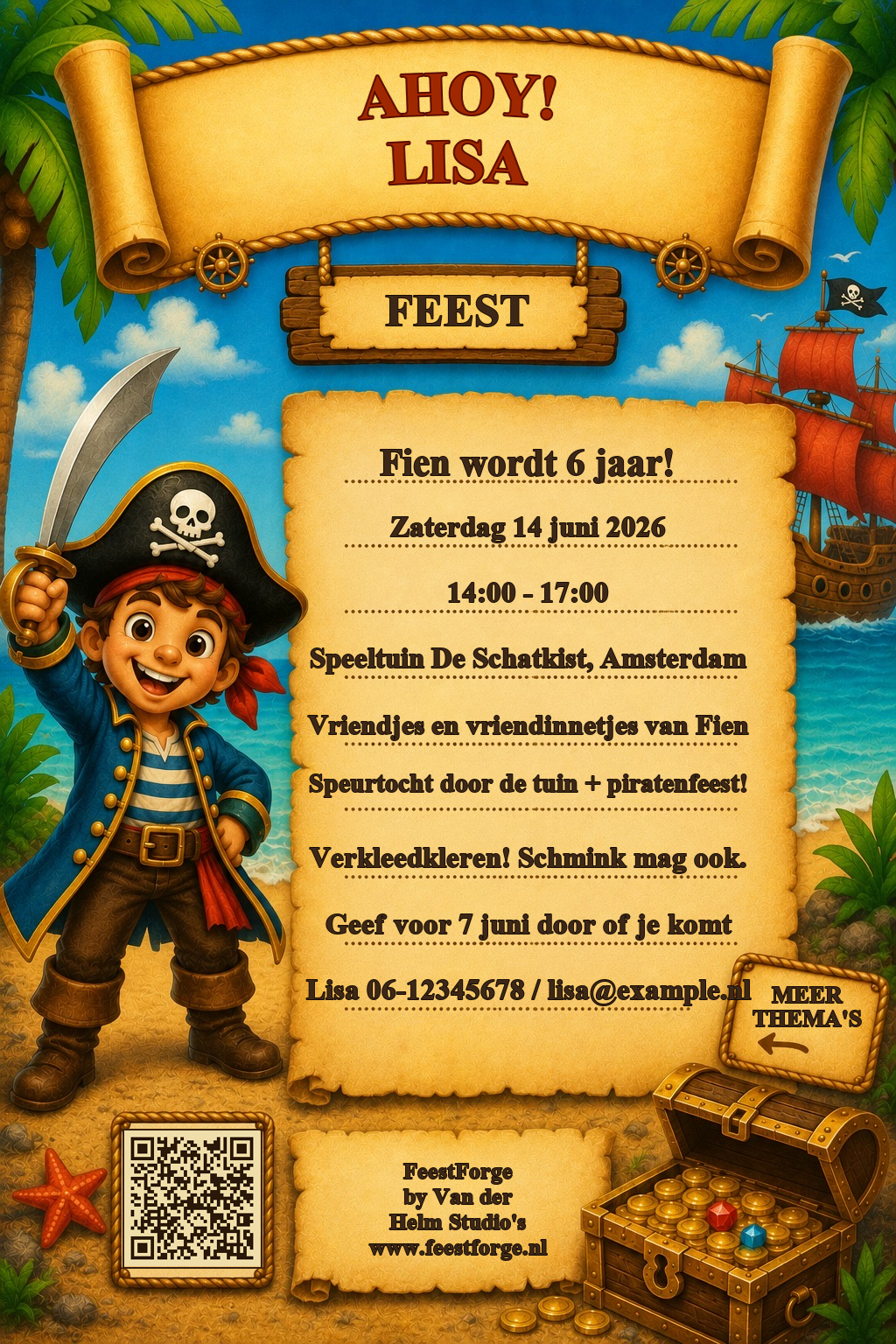 Uitnodiging — piraten voorbeeld