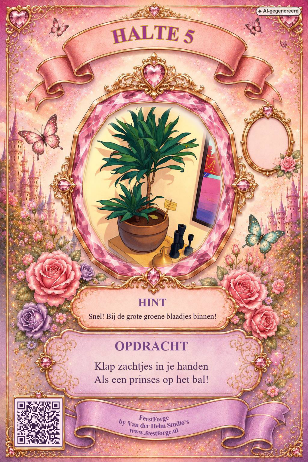 15× Halte-kaartje — voorbeeld voor Prinses-thema