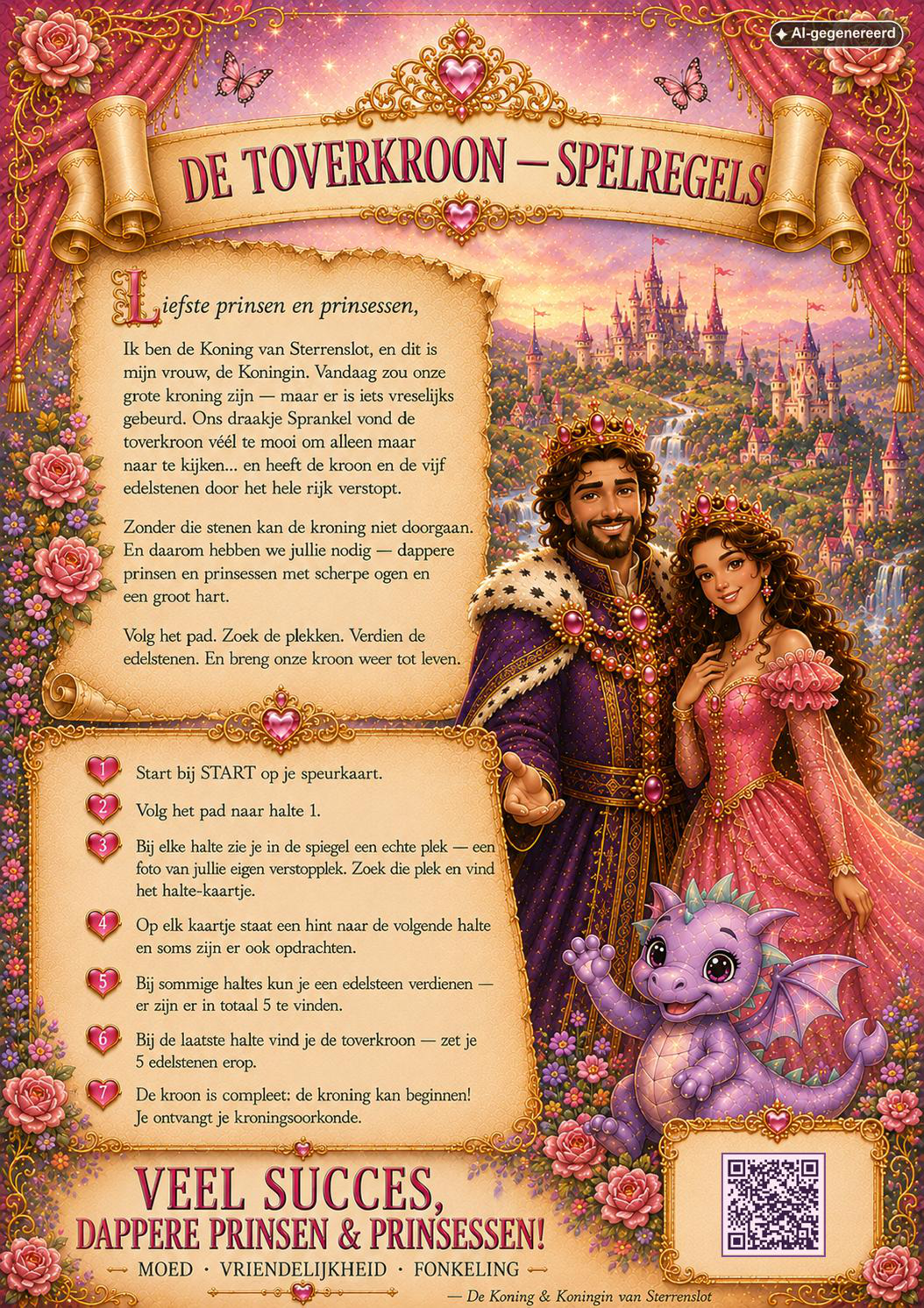 Spelregelkaart — voorbeeld voor Prinses-thema